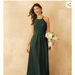 NWT ALICEPUB Halter Chiffon Bridesmaid  Dress, Dark Emerald Size 10